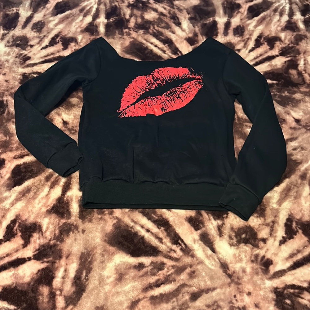 Black off the shoulder sweatshirt